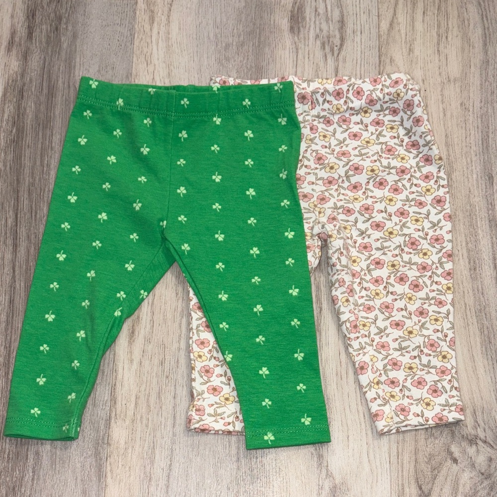 Cat & Jack Green and Floral Kids Leggings